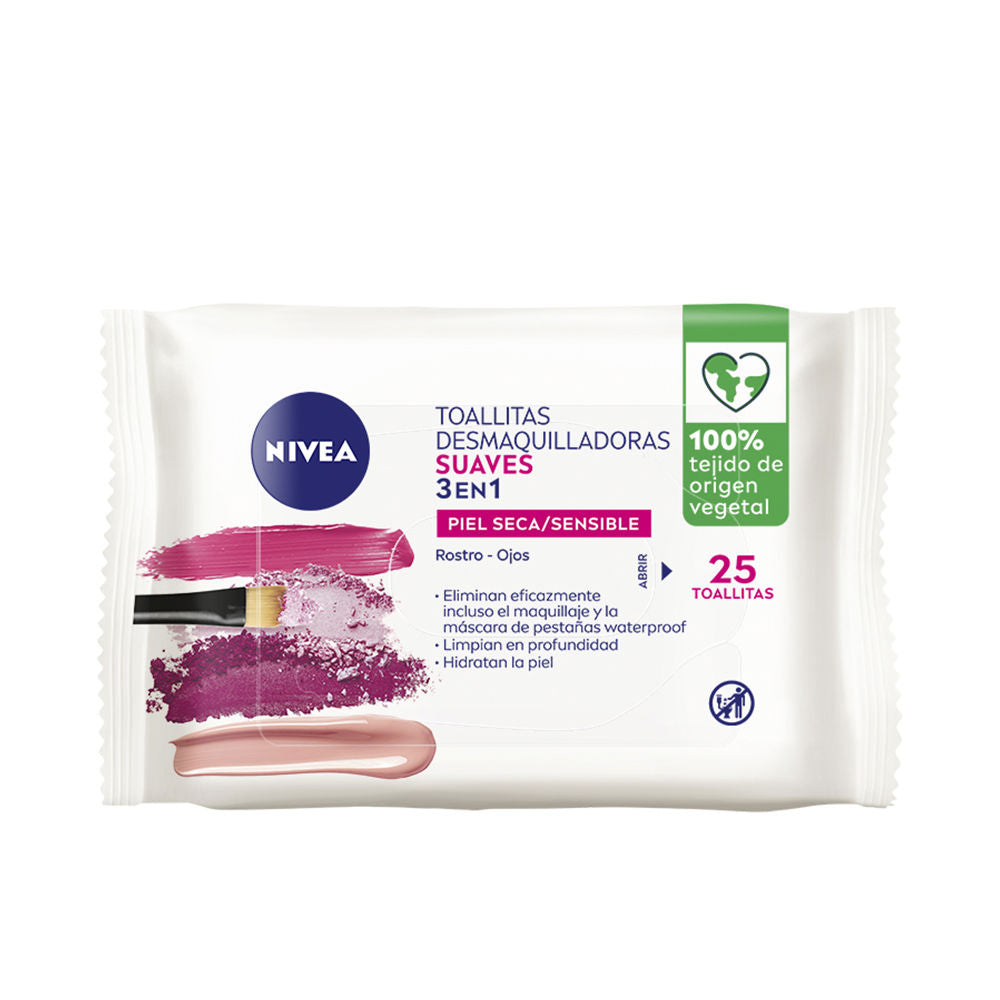 Toallitas desmaquillantes suaves 3 en 1 25 u